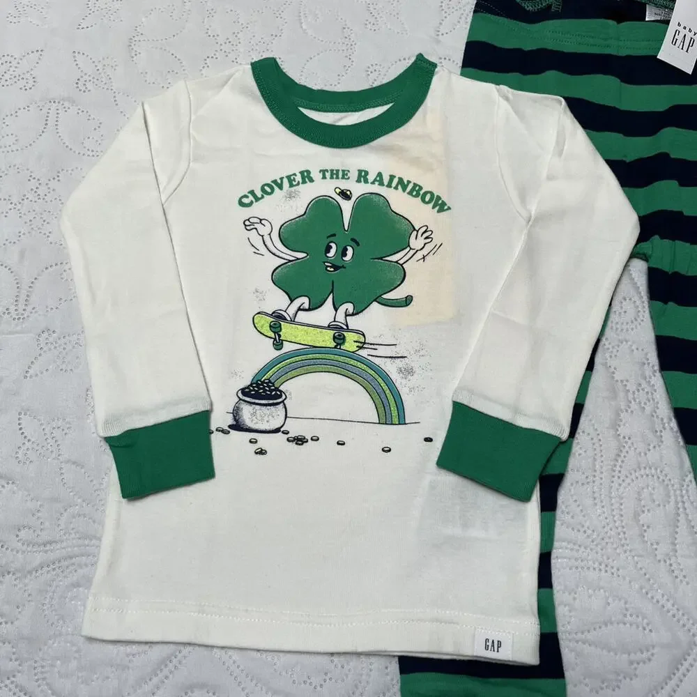 NWT Gap Organic Cotton Shamrock PJs Size 4